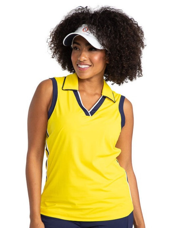 Yellow sleeveless hot sale golf shirt