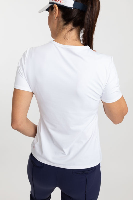 Back view of a Tee It Up Short Sleeve Golf Shirt in white