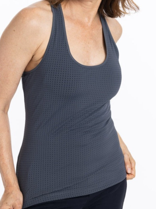 Closer front view of the Smooth It Out Cami With Shelf Bra in Medium Grey