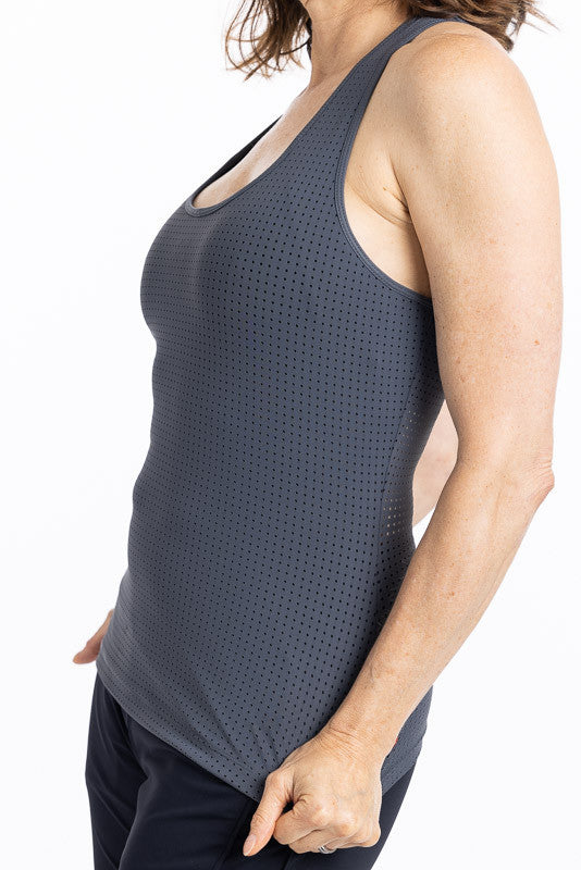 Complete side and front view of the Smooth It Out Cami With Shelf Bra in Medium Grey