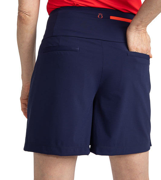 Back view of the Skort and Short Golf Skort in Navy Blue. You can see the back pockets in this view.