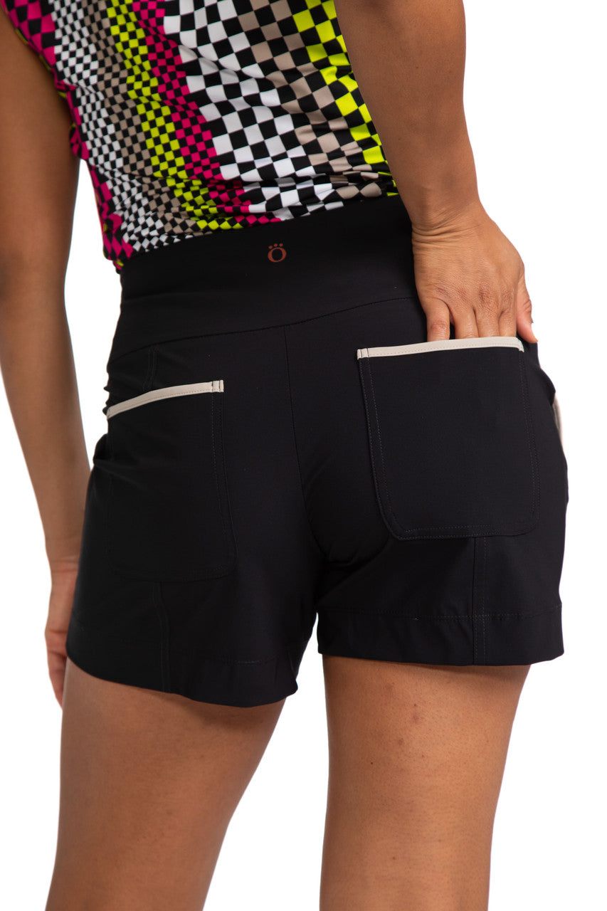 Tight back view of the Carry My Cargo Golf Shorts in Black.