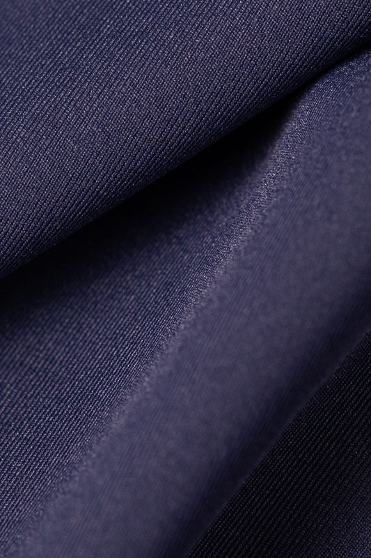 Color sample - Navy Blue. This is the secondary color on the Cap to Tap Short Sleeve Golf Top in Shutter Stripe. This shirt has solid navy blue triangles on each shoulder as well as a solid navy blue section on each side of this top along with horizontal 