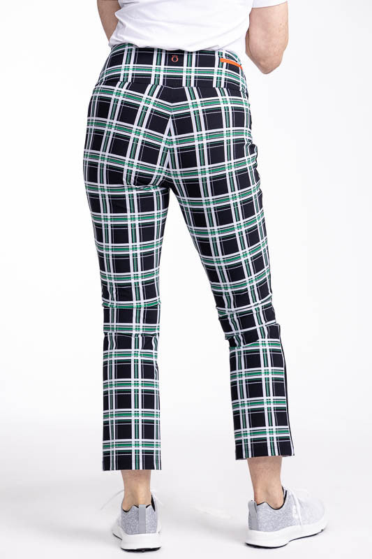 Back view of the Smooth Your Waist Crop Golf Pants in Tartan Plaid.