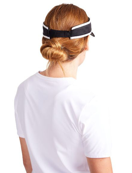 Back view of the No Hat Hair Visor in Black. 