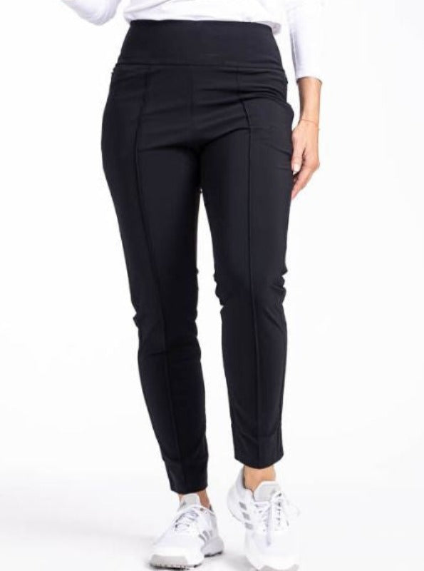 Front view of the black Tailored Track Golf Pants